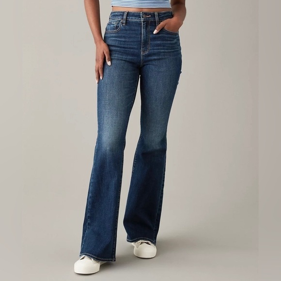 American Eagle Outfitters High Waist Flare Jean Long Classic Medium NWT - Picture 14 of 15